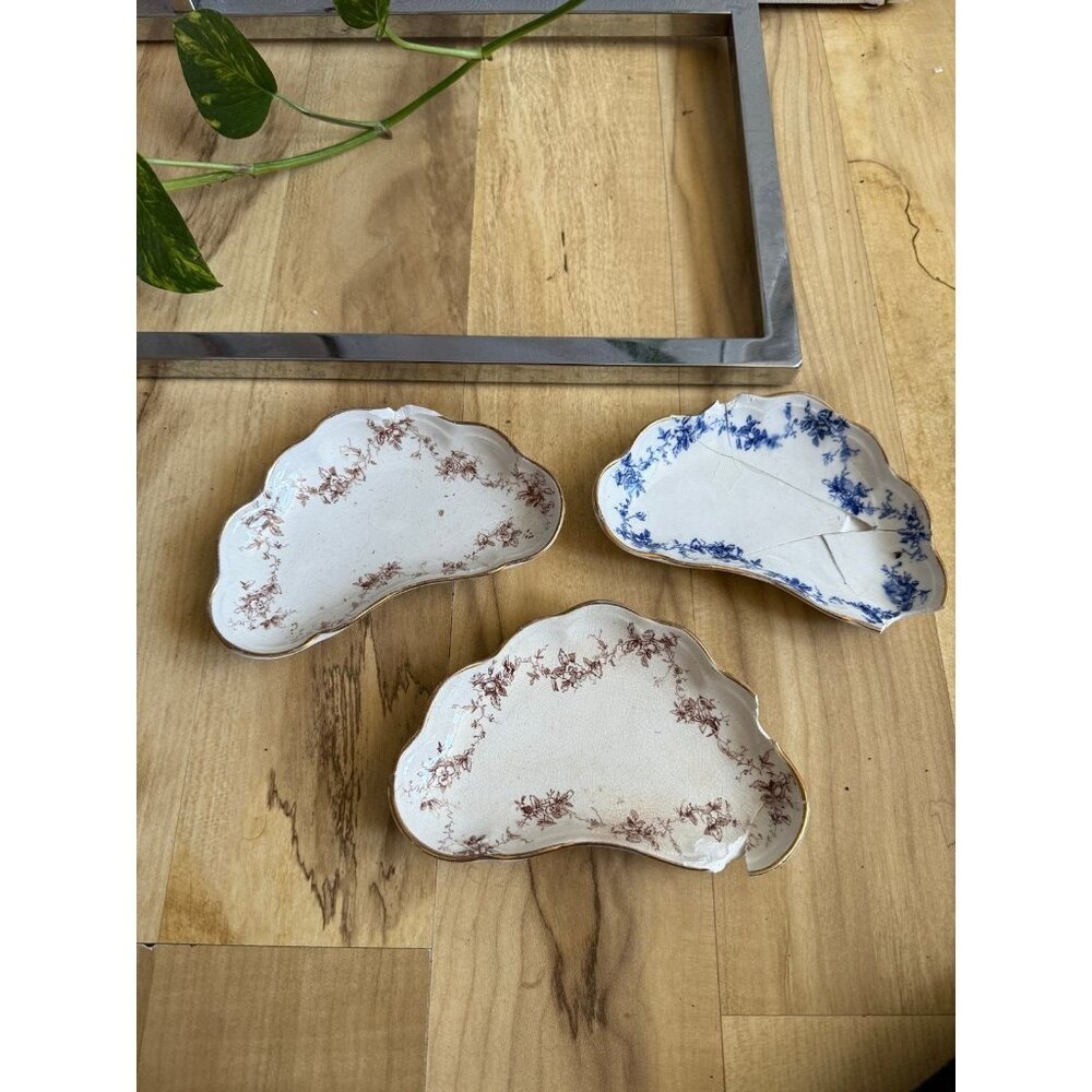 Antique Royal Semi Porcelain England Dishes (Set of 3, As-Is)
